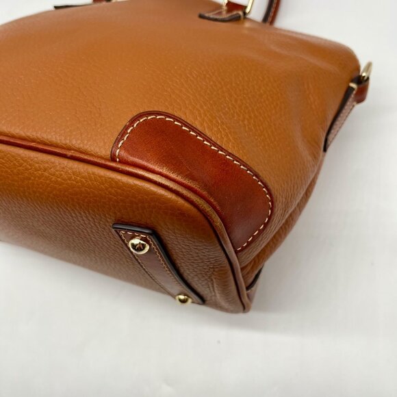 Dooney & Bourke Brown Pebbled Grain Leather Charli Covertible Satchel Bag - Picture 8 of 11